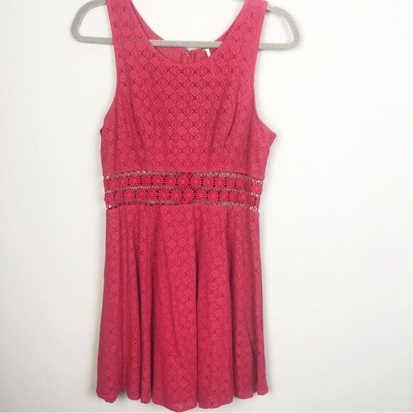FREE PEOPLE | Red Daisy Mini Dress Fit & Flare Cut Out Women’s Size 6 - Picture 3 of 12